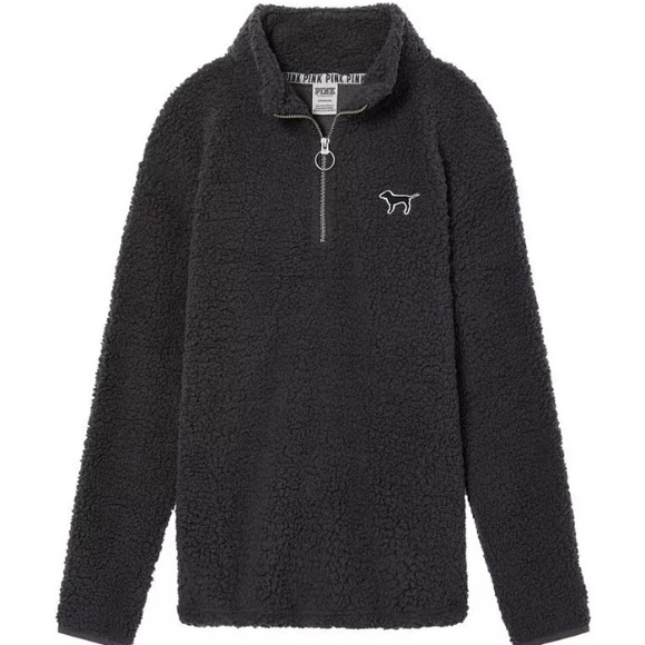 dark gray sherpa pullover